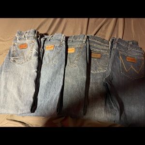 5 pairs of 32x 32x retro slim bootcut wrangler jeans
